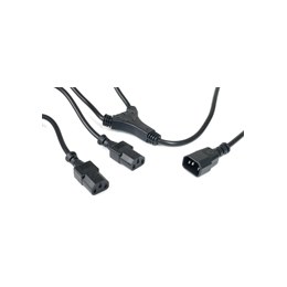 IEC Plug to Twin IEC Sockets 2M Black 10A Rated