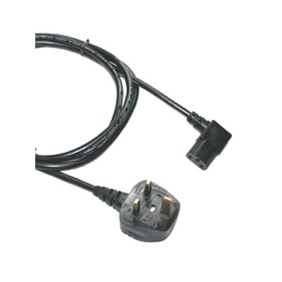 UK 5A plug to R/A IEC socket 2M Black