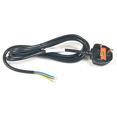 2m Moulded Cordset 5A to stripped end cable, black