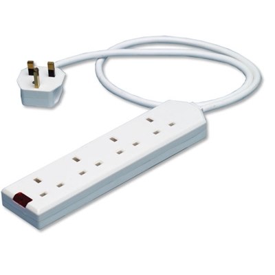 4 Way Extension Socket with Neon Indicator White 2m
