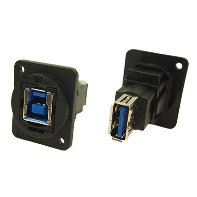 CLIFF CP30206N XLR Feedthrough USB 3.0 B to USB 3.0 A Ni Plated CSK Hole