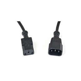 C14 IEC Male to C13 Female Mains Lead 2M Black