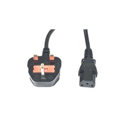 UK Plug 5A to IEC C13 2m Black