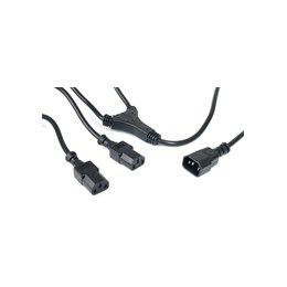 IEC Plug to Twin IEC sockets 2M Black  10A Rated