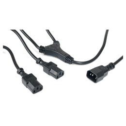 IEC Plug to Twin IEC sockets 2M Black  10A Rated