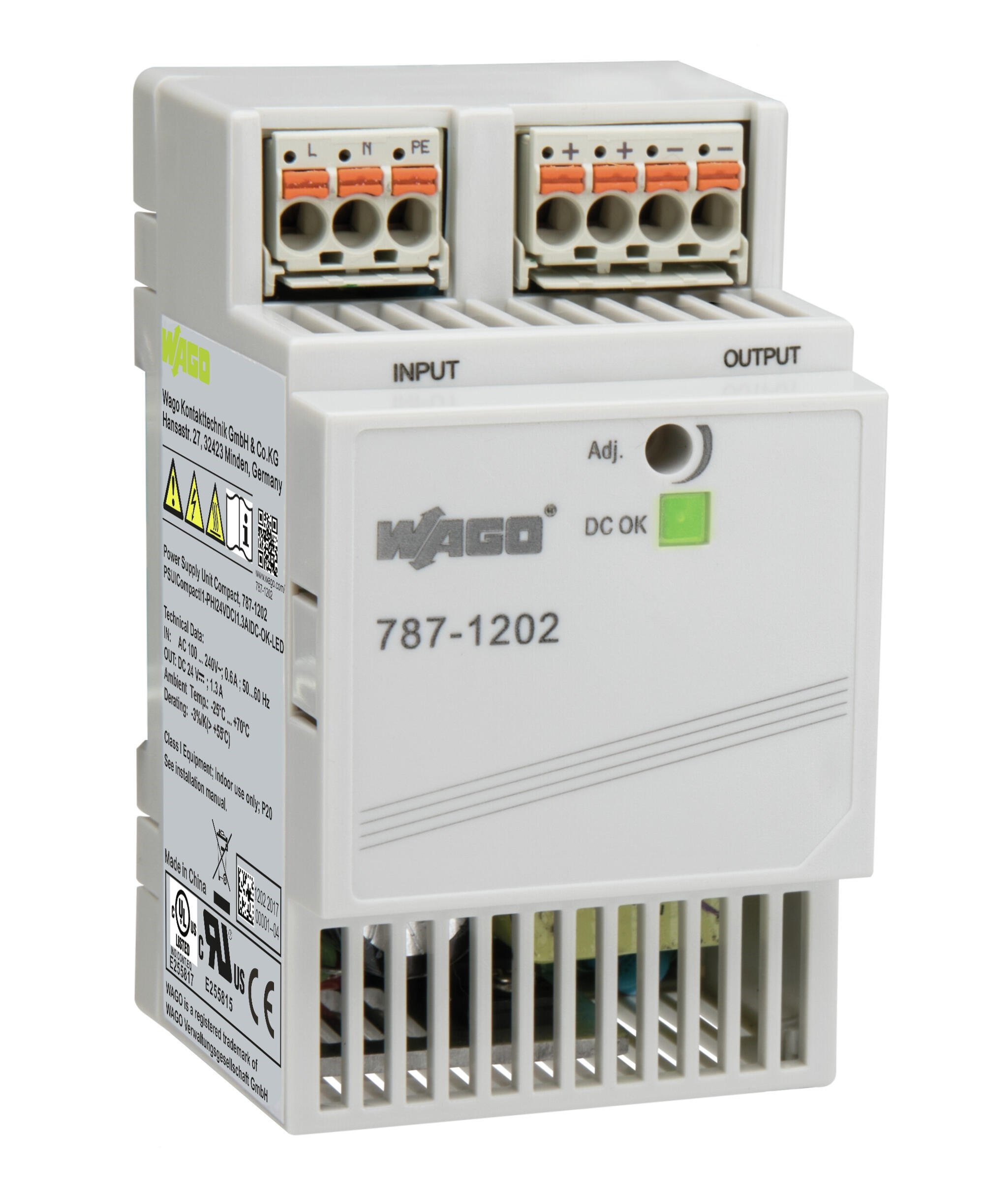 WAGO SMPSU; Compact; 24VDC Output; 1.3A; DC-OK LED