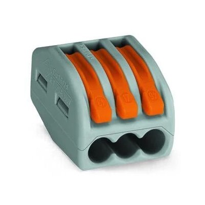 WAGO 3 Wire Spring Connector 300V 32A Grey/Orange