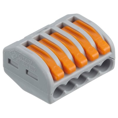 WAGO 5 Wire Spring Connector 300V 32A Grey/Orange