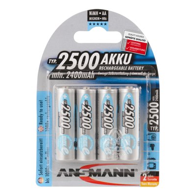 AA 2500mAh Rechargeable Battery Pack of 4