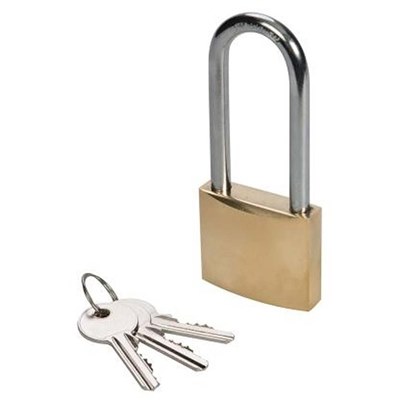 Brass Long Shackle Padlock With 3 Keys