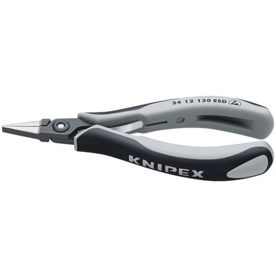 Knipex 34 12 130 ESD Precision Electronics Gripping Pliers with multi-component handles burnished polished flat jaws 130mm