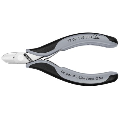 Knipex 77 02 115 ESD Electronics Diagonal Cutters ESD with box joint with multi-component handles mirror polished 115 mm cutting edges with small bevel
