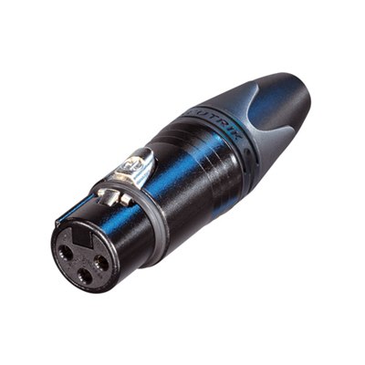 NC3FXX-B 3 Pole Female XLR Black Hosuing Gold Contacts