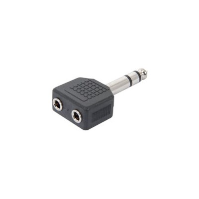 Adaptor 6.35mm Stereo plug to 2 x 3.5mm Sockets