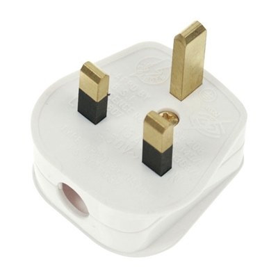 White 13A plug (fitted 13A fuse)