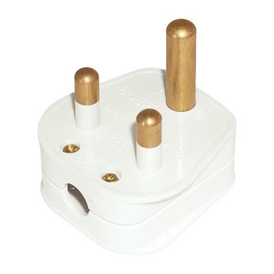 White 5A round pin plug