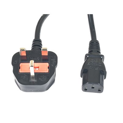 UK Plug 13A to IEC C13 2m Black