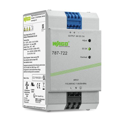 WAGO Power Supply; Eco; 1-phase; 24VDC Output; 5A; DC-OK