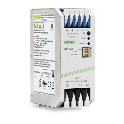 WAGO SMPSU; Eco; 3-Phase; 24VDC Output; 6.25A
