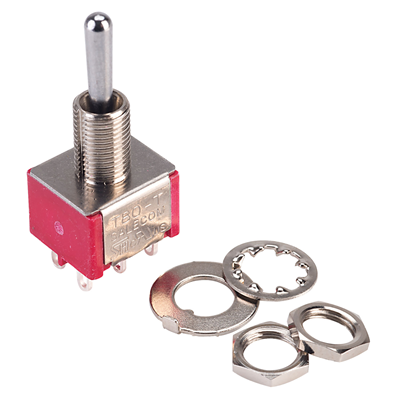 thumbnail image 2 of Salecom T80-T Mini Toggle Switch With Locking Lever - 5A AC/DC, ON-ON Or ON-OFF-ON 2 of 10