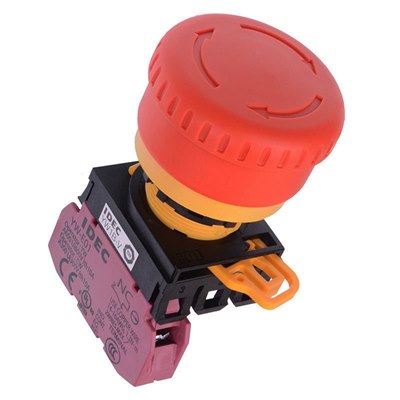 IDEC YW 22mm Emergency Stop Switch, SPST NC