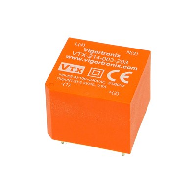 3.3V 3 Watt Miniature AC-DC Converter ﻿VTX-214-003-203