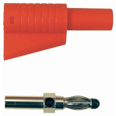 Shrouded stackable 4mm plug Red