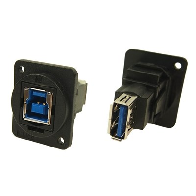 CLIFF CP30206N XLR Feedthrough USB 3.0 B to USB 3.0 A Ni Plated CSK Hole