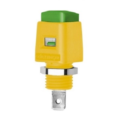 Quick Release 4mm Terminal. 16A ESD498Green-Yellow
